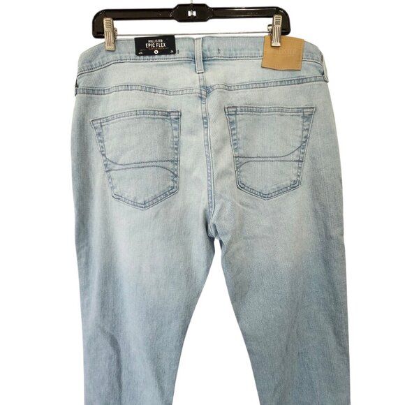 NWT Hollister Epic‎ Flex Slim Straight Jeans Men's 34 x 34 Blue Light Wash - Picture 6 of 12